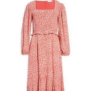 648D  Lost + Wander Madison Long Sleeve Maxi Dress in Coral